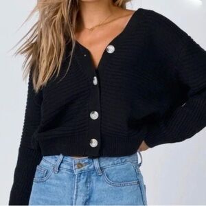 Princess Polly Black Button-Up Cardigan